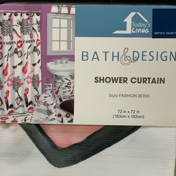 Fashion Girl Boss Shower Curtain Fabric 72 X 72 In Square White Pink Multicolor - Picture 2 of 11